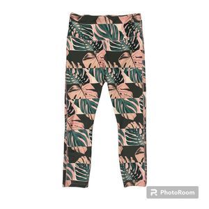 Nike Palm Leaves Floral Island Dri-fit Pink Green Leggings M
